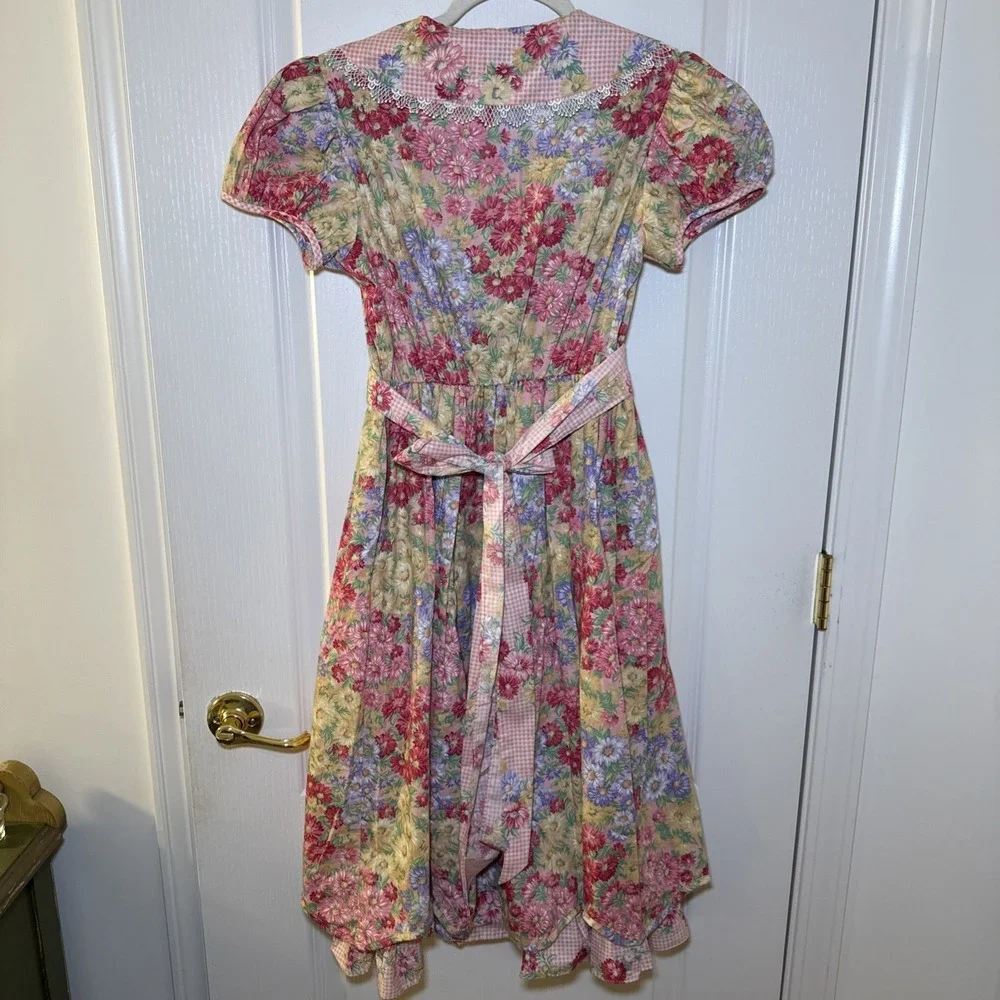 Vintage Rare Editions Girls 16 Floral Prairie Maxi Dress Cottagecore Puff Sleeve